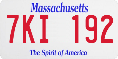 MA license plate 7KI192