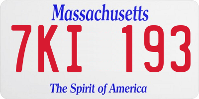 MA license plate 7KI193