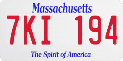 MA license plate 7KI194