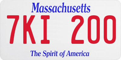 MA license plate 7KI200