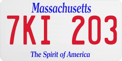 MA license plate 7KI203