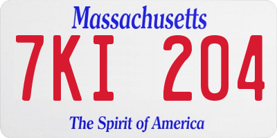 MA license plate 7KI204