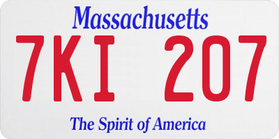 MA license plate 7KI207