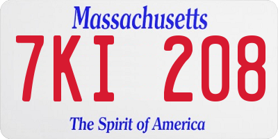 MA license plate 7KI208