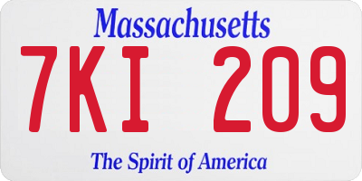 MA license plate 7KI209