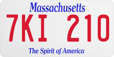 MA license plate 7KI210