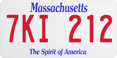 MA license plate 7KI212