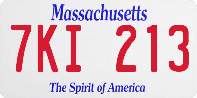 MA license plate 7KI213