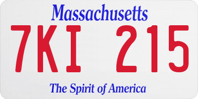 MA license plate 7KI215