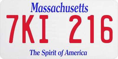 MA license plate 7KI216