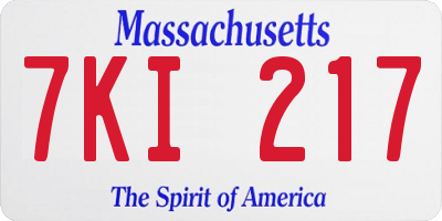 MA license plate 7KI217
