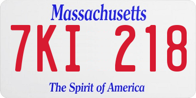 MA license plate 7KI218