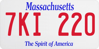 MA license plate 7KI220