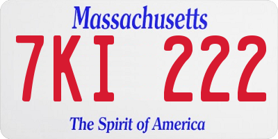 MA license plate 7KI222