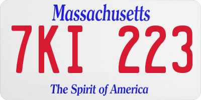 MA license plate 7KI223