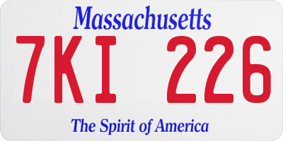 MA license plate 7KI226