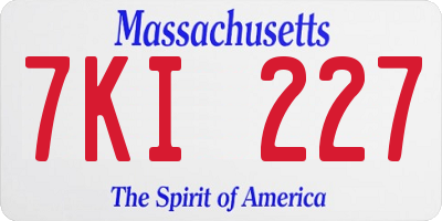 MA license plate 7KI227