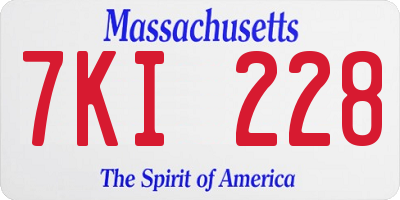 MA license plate 7KI228