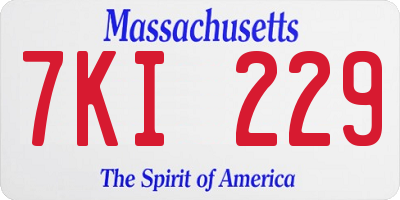 MA license plate 7KI229