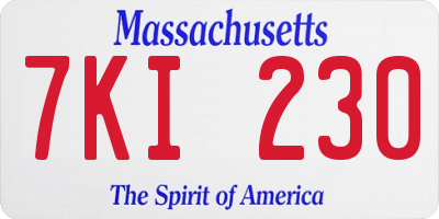 MA license plate 7KI230