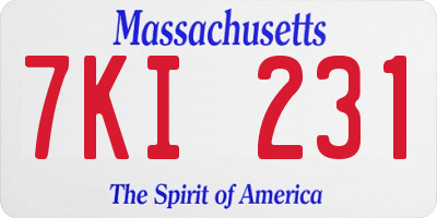 MA license plate 7KI231