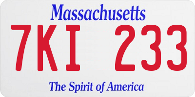 MA license plate 7KI233