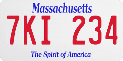 MA license plate 7KI234