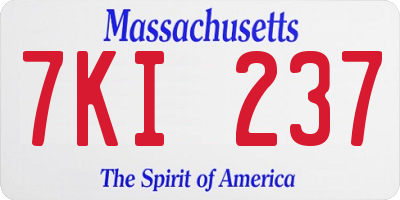 MA license plate 7KI237