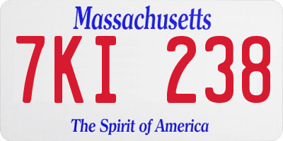MA license plate 7KI238