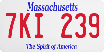 MA license plate 7KI239