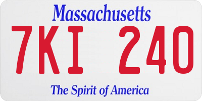 MA license plate 7KI240