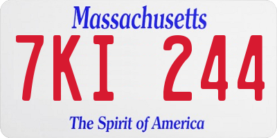 MA license plate 7KI244