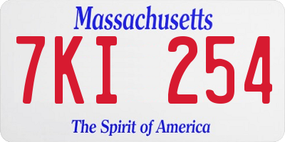 MA license plate 7KI254