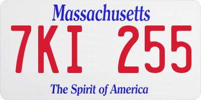 MA license plate 7KI255