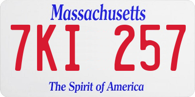 MA license plate 7KI257