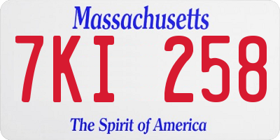 MA license plate 7KI258