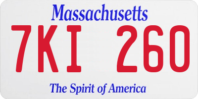 MA license plate 7KI260