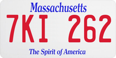 MA license plate 7KI262