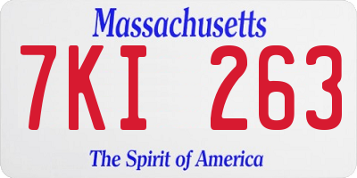 MA license plate 7KI263