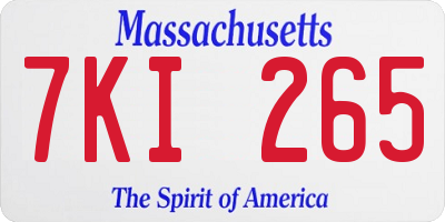 MA license plate 7KI265