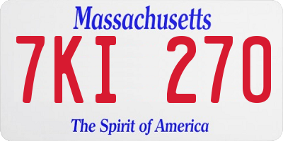 MA license plate 7KI270