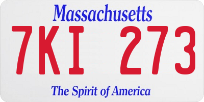 MA license plate 7KI273