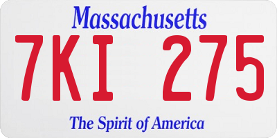 MA license plate 7KI275