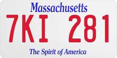 MA license plate 7KI281