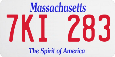 MA license plate 7KI283