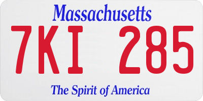 MA license plate 7KI285