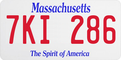 MA license plate 7KI286