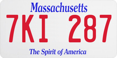MA license plate 7KI287