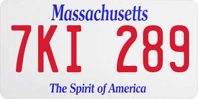 MA license plate 7KI289