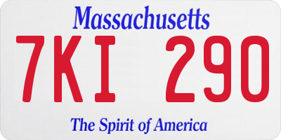 MA license plate 7KI290